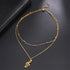 Lemegeton Stainless Steel Musical Note Pendant Necklace Double Layered Beads Chain Women Punk Hip Hop Jewelry Gifts